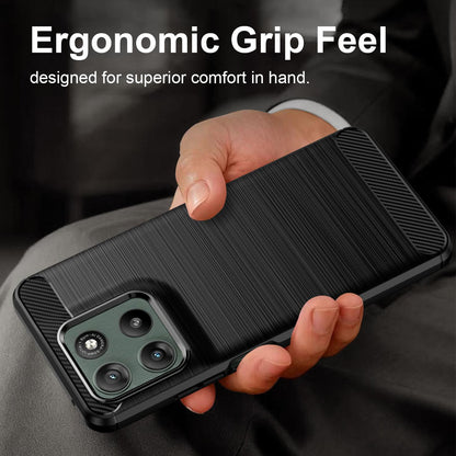 Motorola Moto G37 5G Carbon Fiber Brushed Texture TPU Protective Phone Case Shockproof Slim Cover