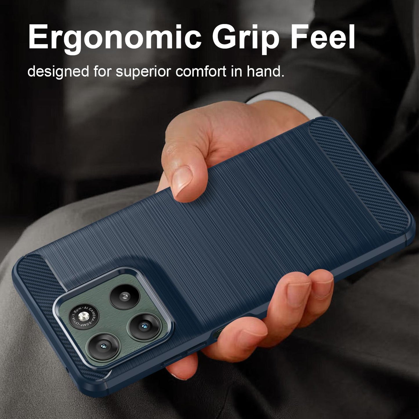 Motorola Moto G37 5G Carbon Fiber Brushed Texture TPU Protective Phone Case Shockproof Slim Cover