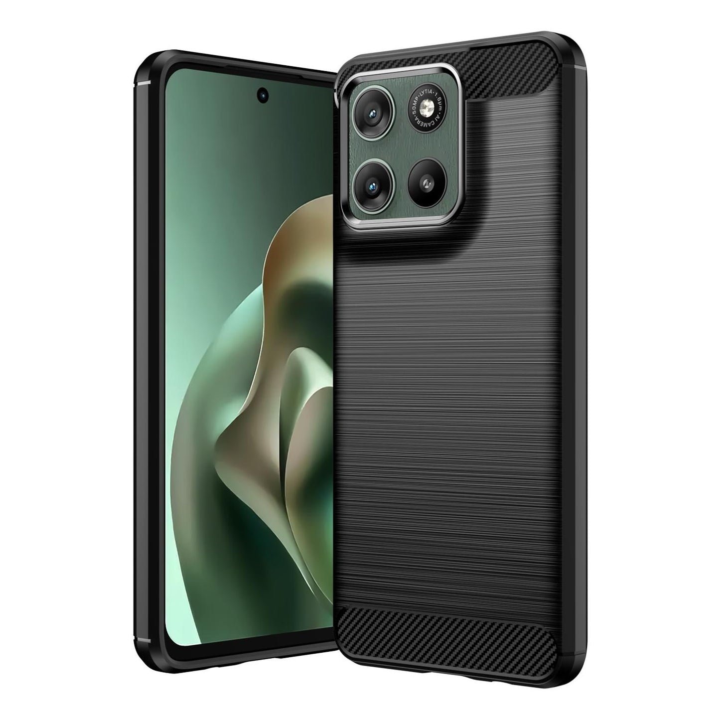 Motorola Moto G47 5G Carbon Fiber Brushed Texture TPU Protective Phone Case Shockproof Slim Cover