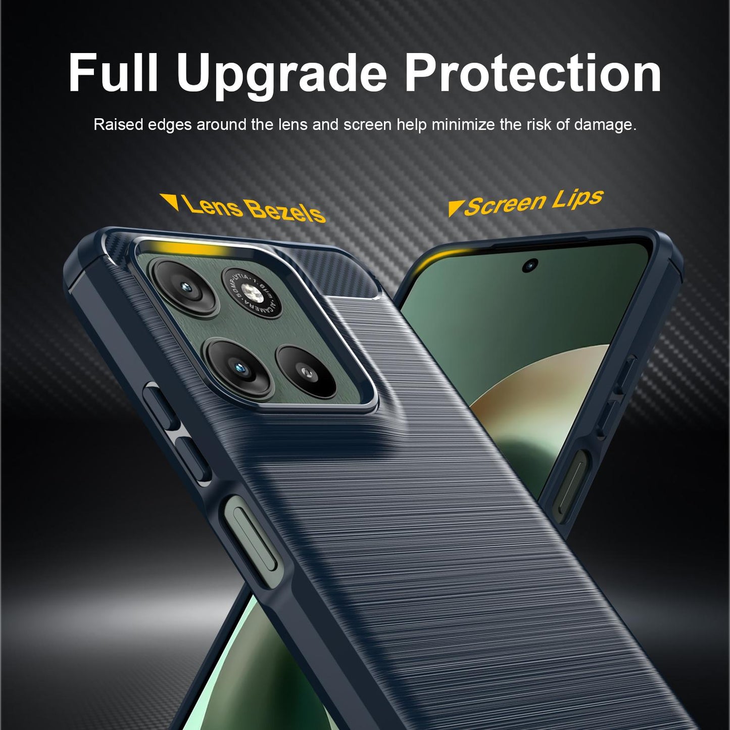 Motorola Moto G47 5G Carbon Fibre Brushed Texture TPU Protective Phone Case Shockproof Slim Cover