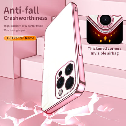 iPhone 15 Pro Max Transparent Fine Hole Phone Case - Crystal Clear Vacuum Plating, Anti-Fingerprint, Shock-Absorbing TPU Frame