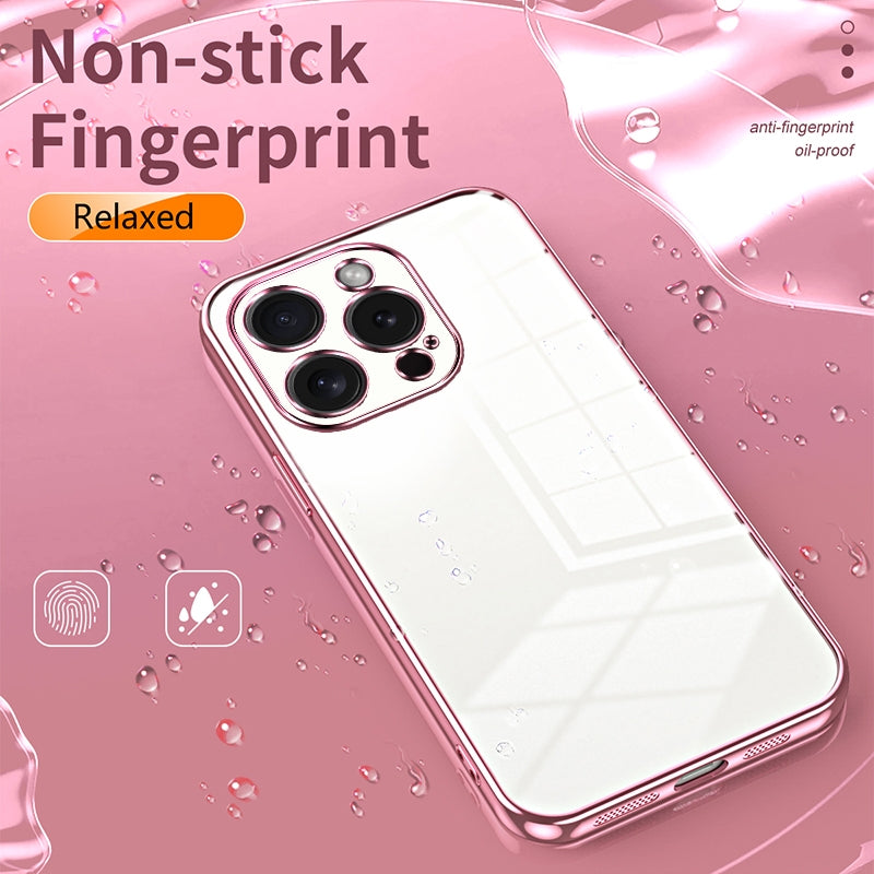 iPhone 15 Pro Transparent Fine Hole Phone Case - Crystal Clear Vacuum Plating, Anti-Fingerprint, Shock-Absorbing TPU Frame