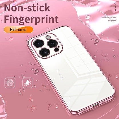 iPhone 15 Pro Transparent Fine Hole Phone Case - Crystal Clear Vacuum Plating, Anti-Fingerprint, Shock-Absorbing TPU Frame