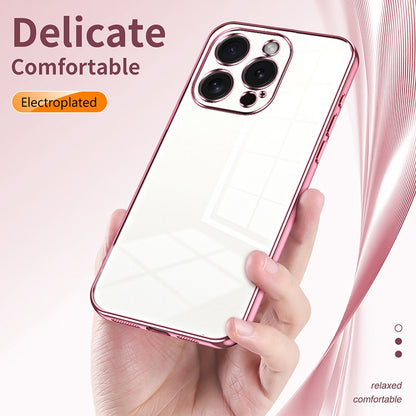 iPhone 15 Pro Transparent Fine Hole Phone Case - Crystal Clear Vacuum Plating, Anti-Fingerprint, Shock-Absorbing TPU Frame