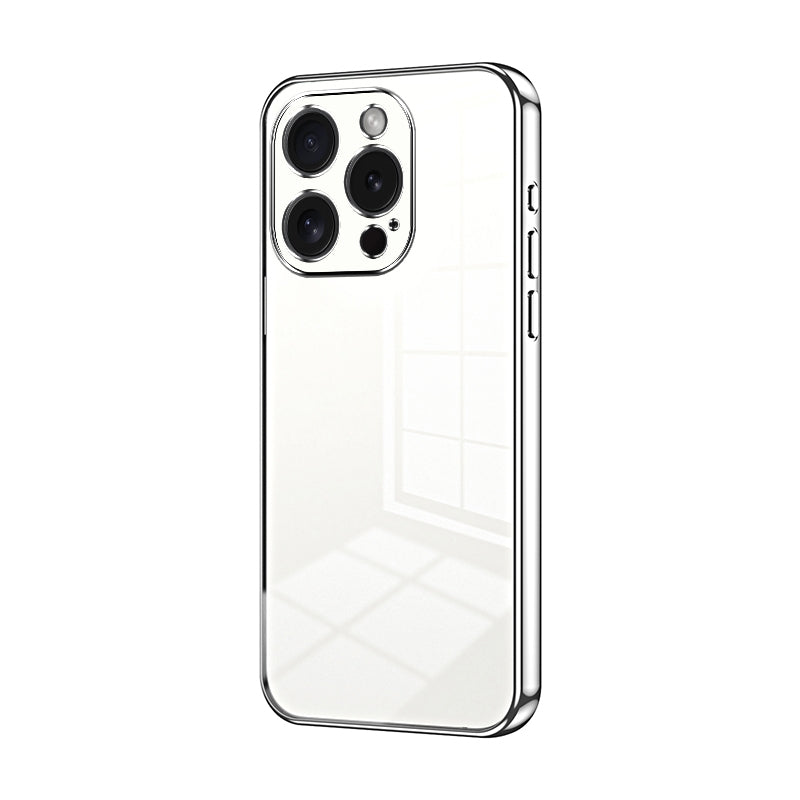 iPhone 15 Pro Transparent Fine Hole Phone Case - Crystal Clear Vacuum Plating, Anti-Fingerprint, Shock-Absorbing TPU Frame