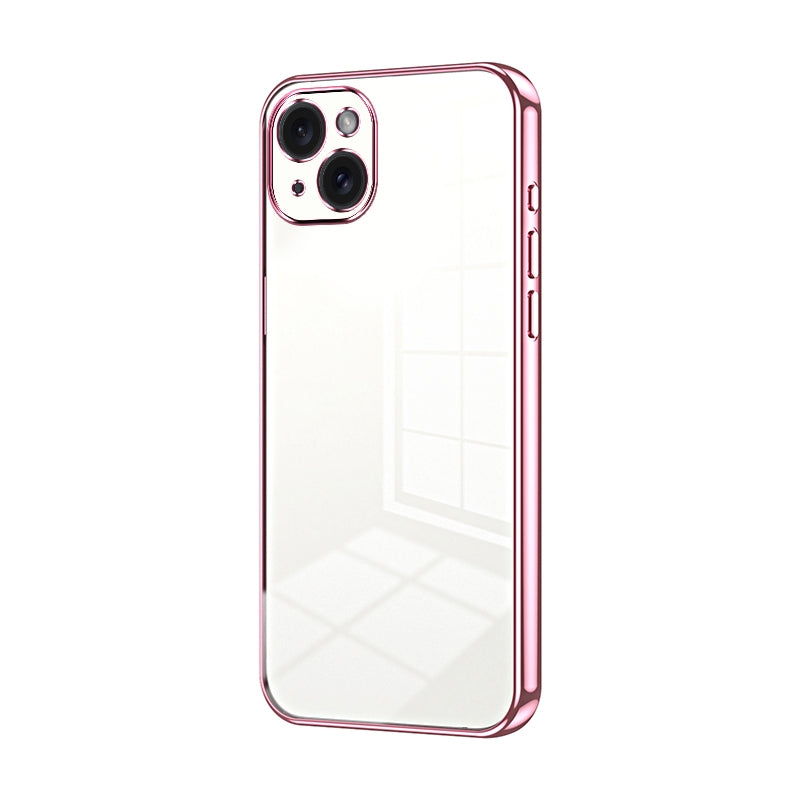 iPhone 15 Plus Transparent Fine Hole Phone Case - Crystal Clear Vacuum Plating, Anti-Fingerprint, Shock-Absorbing TPU Frame