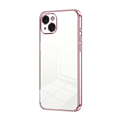 iPhone 15 Plus Transparent Fine Hole Phone Case - Crystal Clear Vacuum Plating, Anti-Fingerprint, Shock-Absorbing TPU Frame