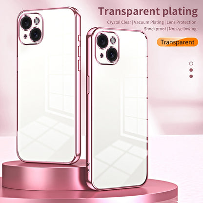 iPhone 15 Plus Transparent Fine Hole Phone Case - Crystal Clear Vacuum Plating, Anti-Fingerprint, Shock-Absorbing TPU Frame