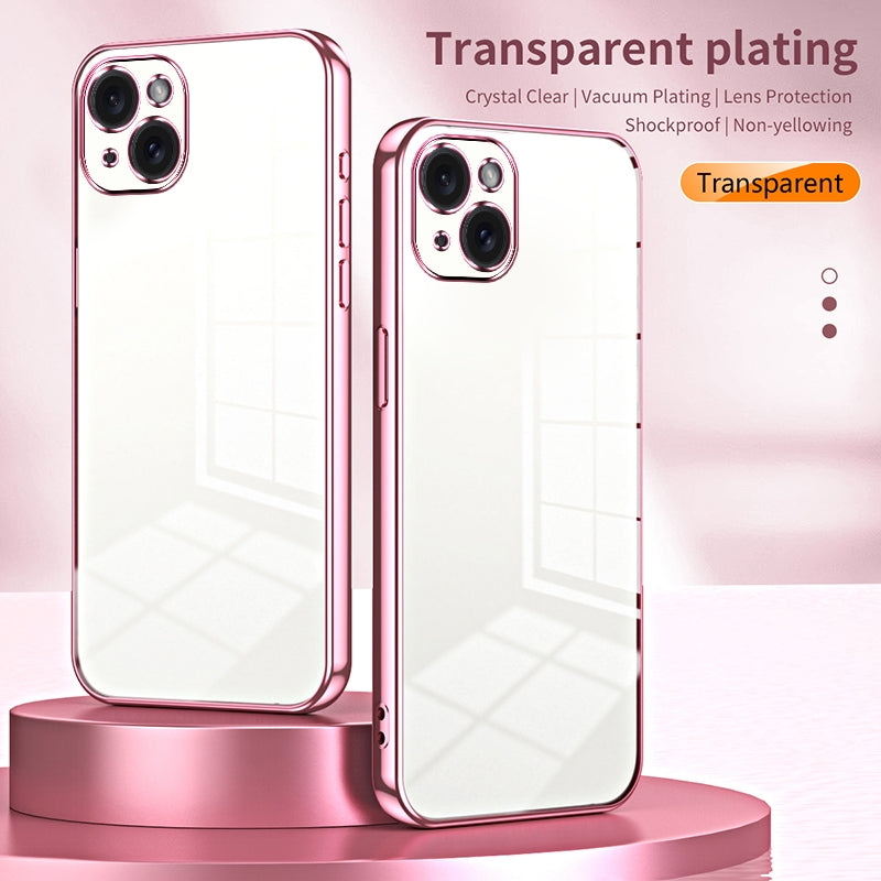 iPhone 15 Plus Transparent Fine Hole Phone Case - Crystal Clear Vacuum Plating, Anti-Fingerprint, Shock-Absorbing TPU Frame