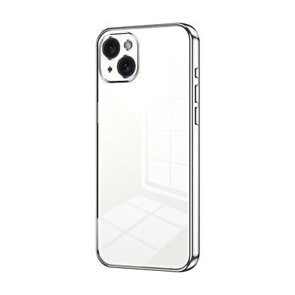 iPhone 15 Plus Transparent Fine Hole Phone Case - Crystal Clear Vacuum Plating, Anti-Fingerprint, Shock-Absorbing TPU Frame
