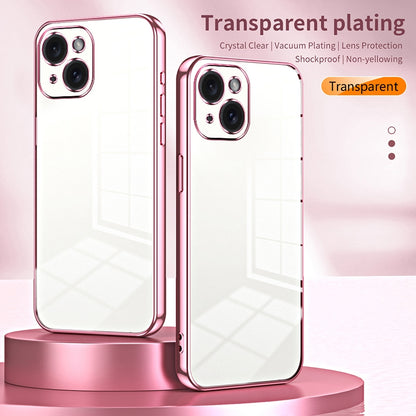 iPhone 15 Transparent Fine Hole Phone Case - Crystal Clear Vacuum Plating, Anti-Fingerprint, Shock-Absorbing TPU Frame