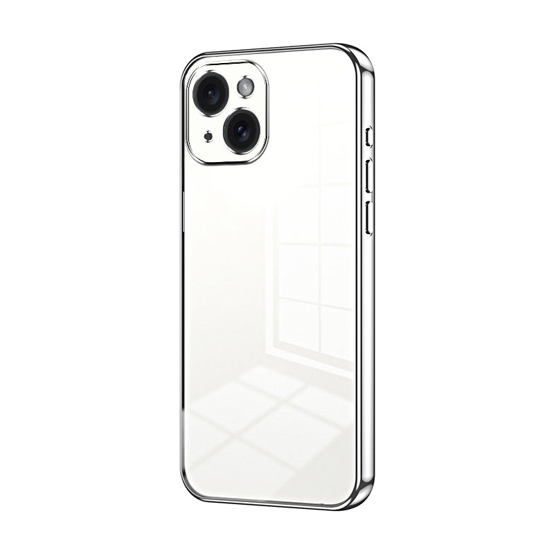 iPhone 15 Transparent Fine Hole Phone Case - Crystal Clear Vacuum Plating, Anti-Fingerprint, Shock-Absorbing TPU Frame