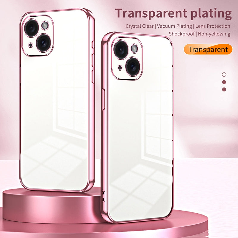 iPhone 15 Transparent Fine Hole Phone Case - Crystal Clear Vacuum Plating, Anti-Fingerprint, Shock-Absorbing TPU Frame