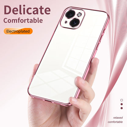 iPhone 15 Transparent Fine Hole Phone Case - Crystal Clear Vacuum Plating, Anti-Fingerprint, Shock-Absorbing TPU Frame