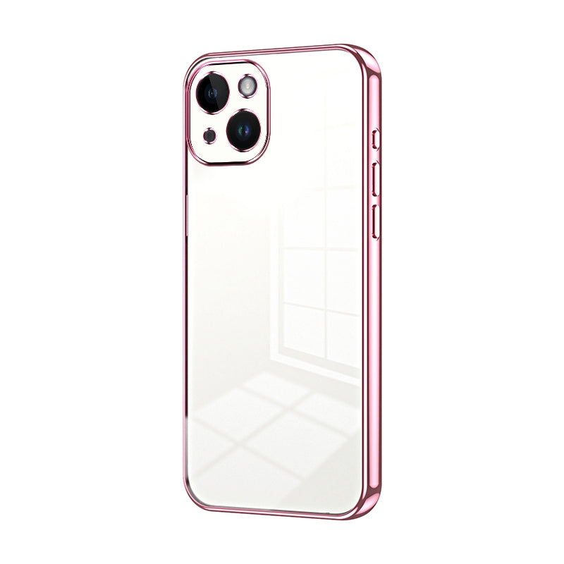 iPhone 14 Transparent Fine Hole Phone Case - Crystal Clear Vacuum Plating, Anti-Fingerprint, Shock-Absorbing TPU Frame