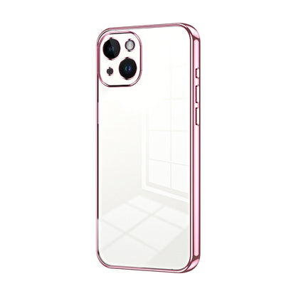 iPhone 14 Transparent Fine Hole Phone Case - Crystal Clear Vacuum Plating, Anti-Fingerprint, Shock-Absorbing TPU Frame
