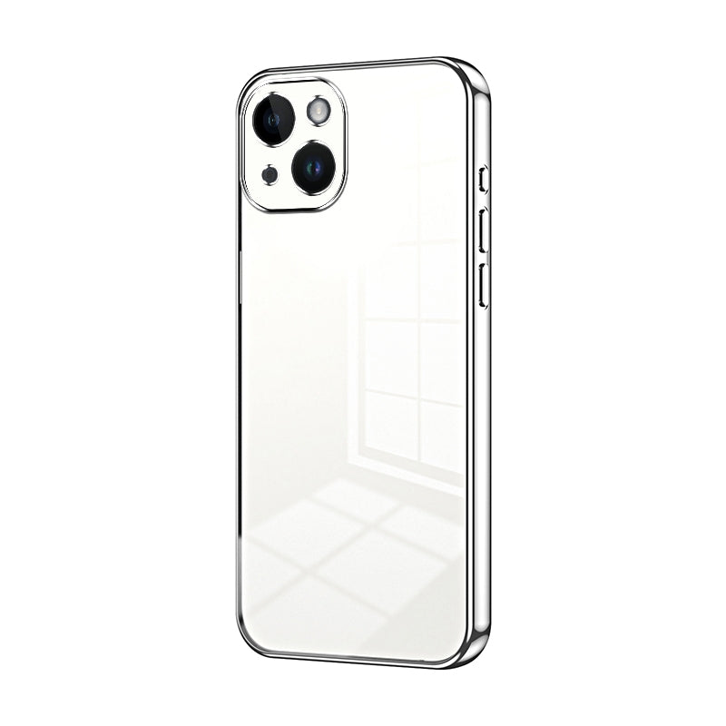 iPhone 14 Transparent Fine Hole Phone Case - Crystal Clear Vacuum Plating, Anti-Fingerprint, Shock-Absorbing TPU Frame