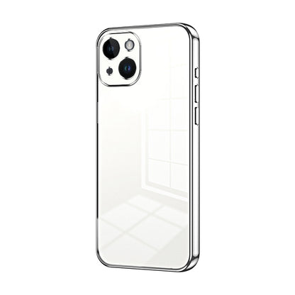 iPhone 14 Transparent Fine Hole Phone Case - Crystal Clear Vacuum Plating, Anti-Fingerprint, Shock-Absorbing TPU Frame
