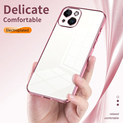 iPhone 14 Transparent Fine Hole Phone Case - Crystal Clear Vacuum Plating, Anti-Fingerprint, Shock-Absorbing TPU Frame