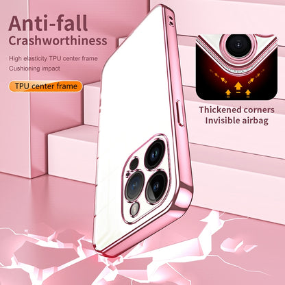 iPhone 14 Pro Transparent Fine Hole Phone Case - Crystal Clear Vacuum Plating, Anti-Fingerprint, Shock-Absorbing TPU Frame