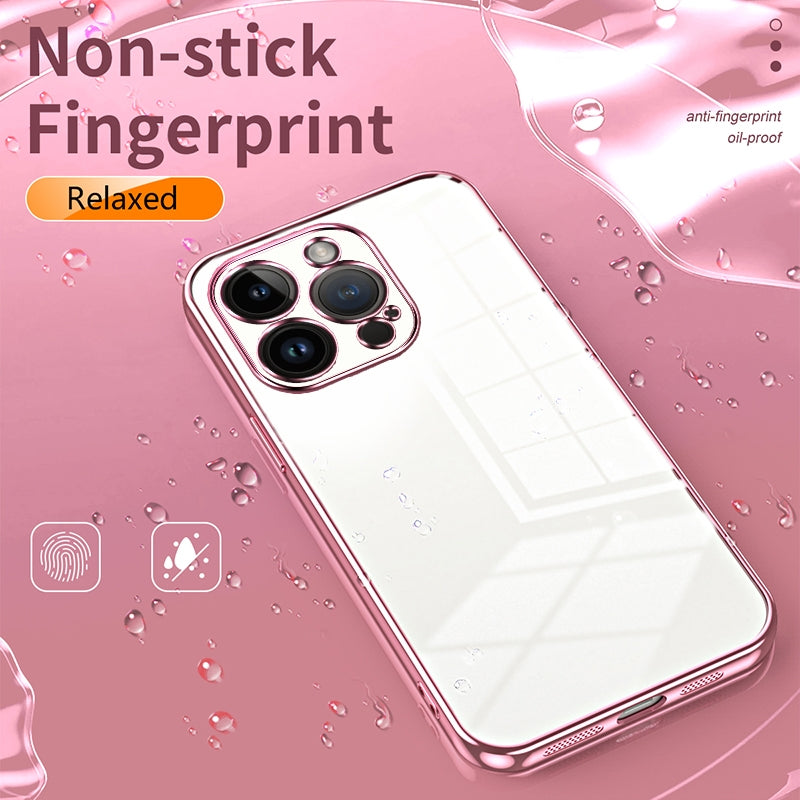 iPhone 14 Pro Transparent Fine Hole Phone Case - Crystal Clear Vacuum Plating, Anti-Fingerprint, Shock-Absorbing TPU Frame