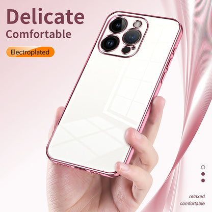 iPhone 14 Pro Transparent Fine Hole Phone Case - Crystal Clear Vacuum Plating, Anti-Fingerprint, Shock-Absorbing TPU Frame