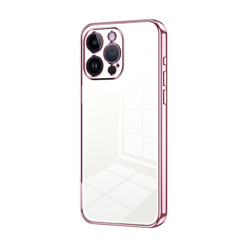 iPhone 14 Pro Max Transparent Fine Hole Phone Case - Crystal Clear Vacuum Plating, Anti-Fingerprint, Shock-Absorbing TPU Frame