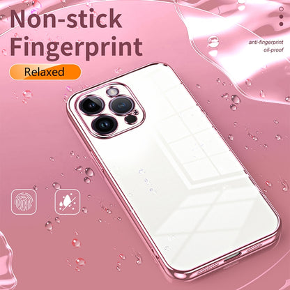 iPhone 14 Pro Max Transparent Fine Hole Phone Case - Crystal Clear Vacuum Plating, Anti-Fingerprint, Shock-Absorbing TPU Frame