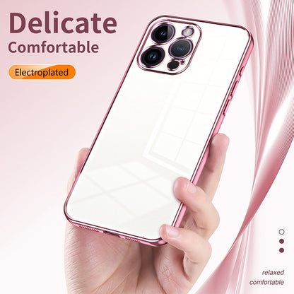 iPhone 14 Pro Max Transparent Fine Hole Phone Case - Crystal Clear Vacuum Plating, Anti-Fingerprint, Shock-Absorbing TPU Frame