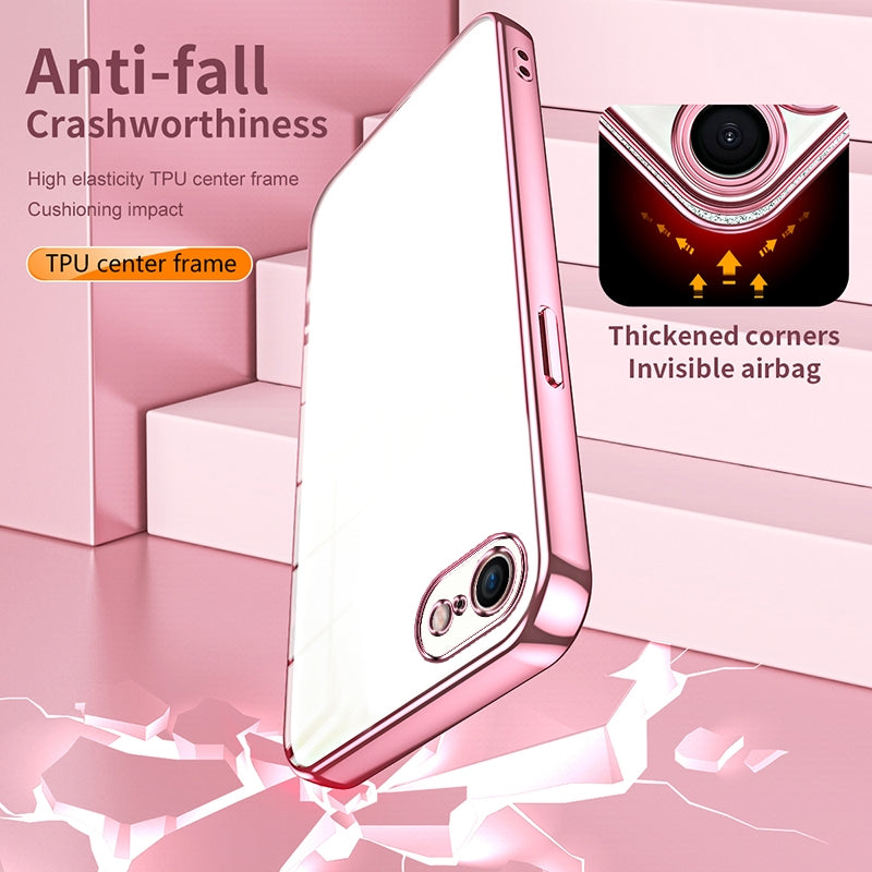 iPhone 7 Transparent Fine Hole Phone Case - Crystal Clear Vacuum Plating, Anti-Fingerprint, Shock-Absorbing TPU Frame