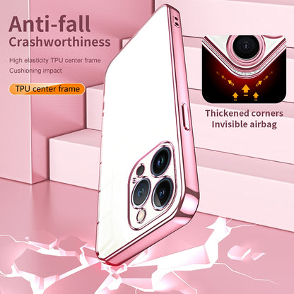 iPhone 13 Pro Transparent Fine Hole Phone Case - Crystal Clear Vacuum Plating, Anti-Fingerprint, Shock-Absorbing TPU Frame