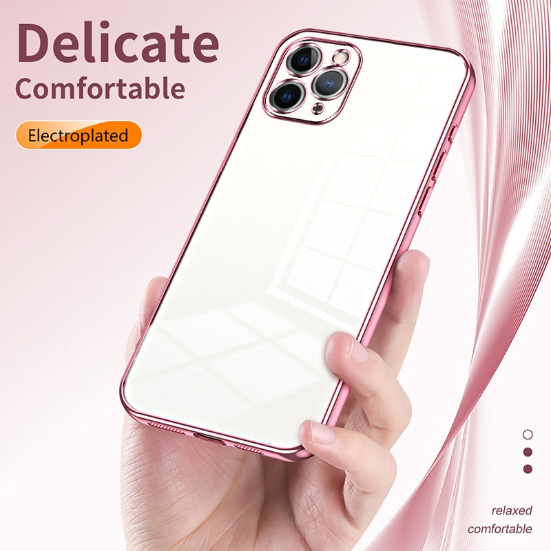 iPhone 11 Pro Transparent Fine Hole Phone Case - Crystal Clear Vacuum Plating, Anti-Fingerprint, Shock-Absorbing TPU Frame