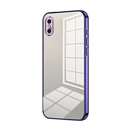 iPhone XS Transparent Fine Hole Phone Case - Crystal Clear Vacuum Plating, Anti-Fingerprint, Shock-Absorbing TPU Frame