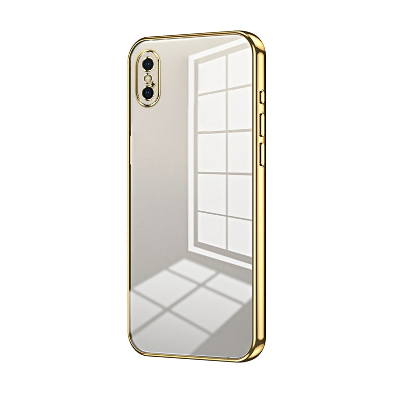 iPhone X Transparent Fine Hole Phone Case - Crystal Clear Vacuum Plating, Anti-Fingerprint, Shock-Absorbing TPU Frame