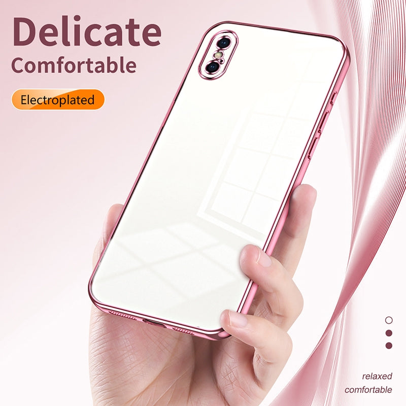 iPhone XS Transparent Fine Hole Phone Case - Crystal Clear Vacuum Plating, Anti-Fingerprint, Shock-Absorbing TPU Frame