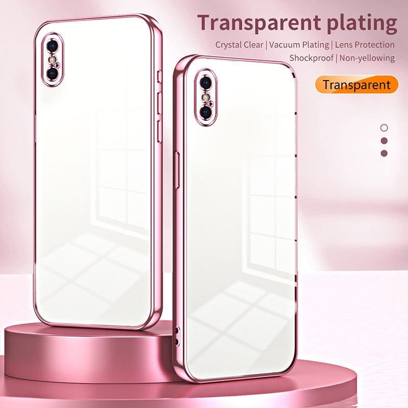 iPhone X Transparent Fine Hole Phone Case - Crystal Clear Vacuum Plating, Anti-Fingerprint, Shock-Absorbing TPU Frame