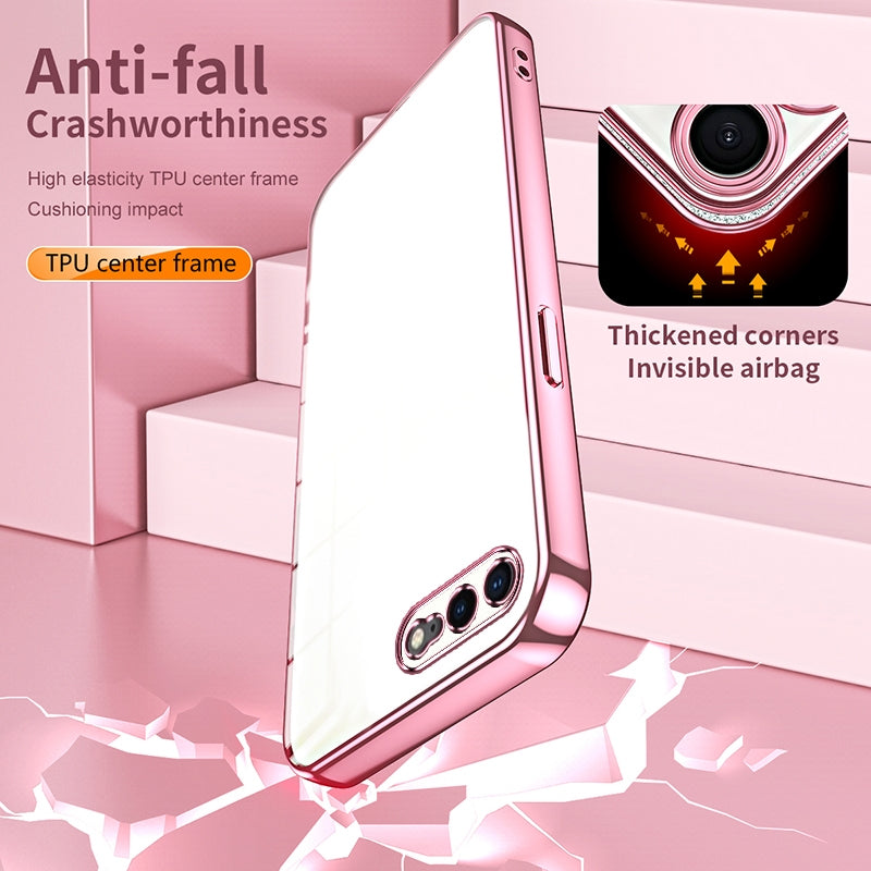 iPhone 8 Plus Transparent Fine Hole Phone Case - Crystal Clear Vacuum Plating, Anti-Fingerprint, Shock-Absorbing TPU Frame