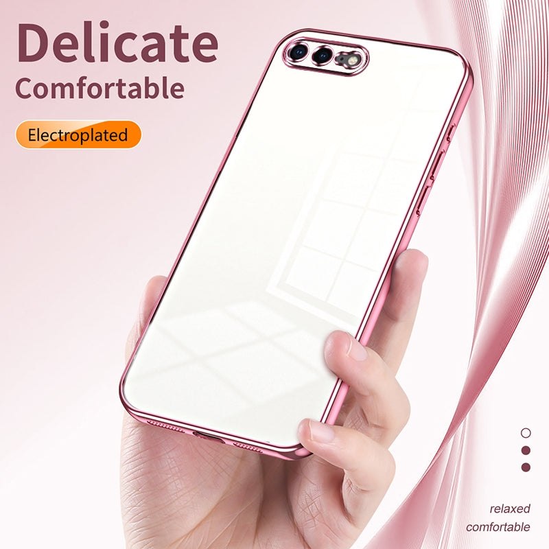 iPhone 8 Plus Transparent Fine Hole Phone Case - Crystal Clear Vacuum Plating, Anti-Fingerprint, Shock-Absorbing TPU Frame