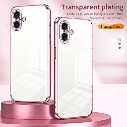 iPhone 16 Plus Transparent Fine Hole Phone Case - Crystal Clear Vacuum Plating, Anti-Fingerprint, Shock-Absorbing TPU Frame