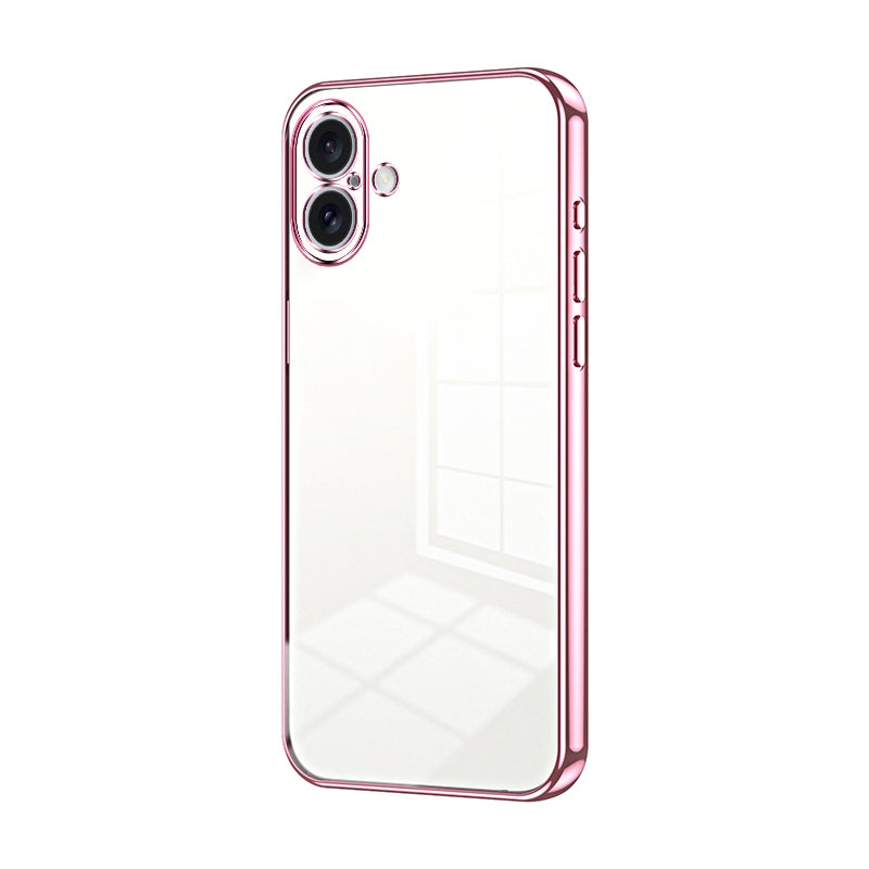 iPhone 16 Plus Transparent Fine Hole Phone Case - Crystal Clear Vacuum Plating, Anti-Fingerprint, Shock-Absorbing TPU Frame