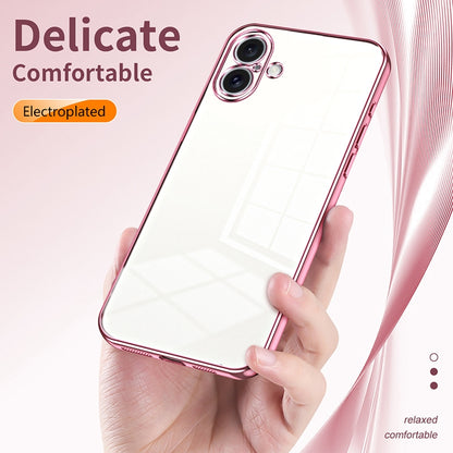 iPhone 16 Plus Transparent Fine Hole Phone Case - Crystal Clear Vacuum Plating, Anti-Fingerprint, Shock-Absorbing TPU Frame