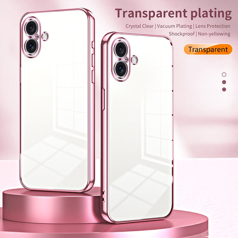 iPhone 16 Plus Transparent Fine Hole Phone Case - Crystal Clear Vacuum Plating, Anti-Fingerprint, Shock-Absorbing TPU Frame