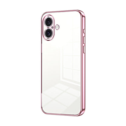 iPhone 16 Transparent Fine Hole Phone Case - Crystal Clear Vacuum Plating, Anti-Fingerprint, Shock-Absorbing TPU Frame