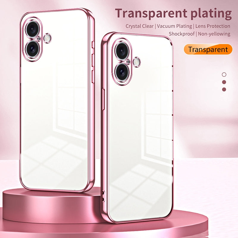 iPhone 16 Transparent Fine Hole Phone Case - Crystal Clear Vacuum Plating, Anti-Fingerprint, Shock-Absorbing TPU Frame