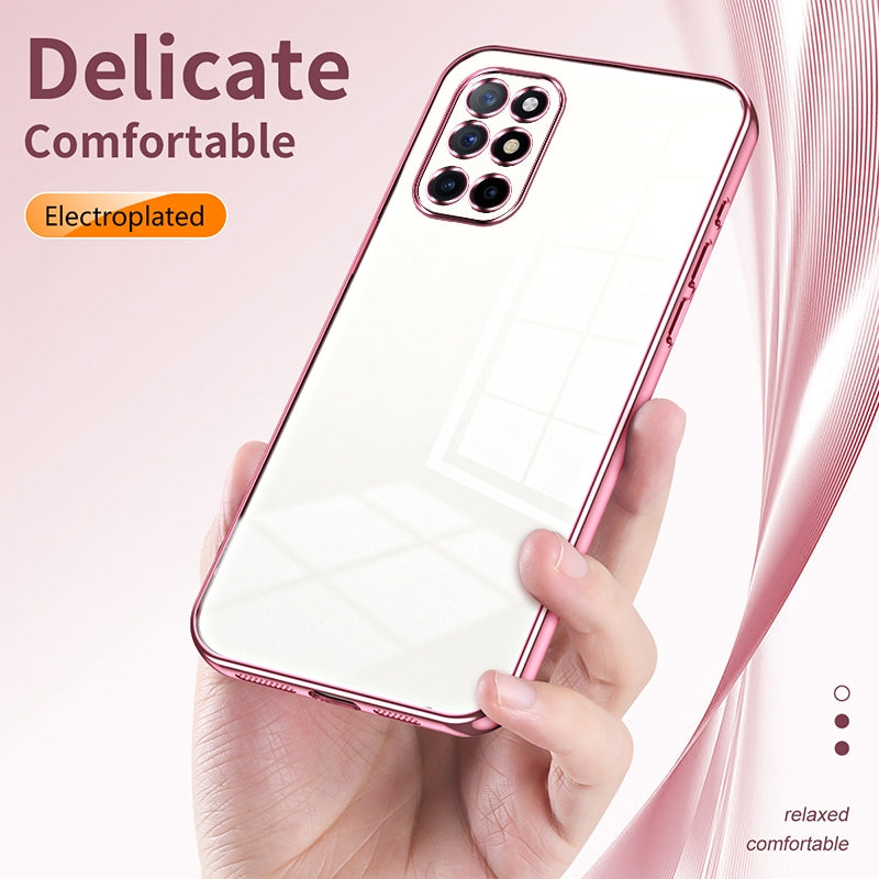 OnePlus 8T Transparent Fine Hole Phone Case - Crystal Clear Vacuum Plating, Anti-Fingerprint, Shock-Absorbing TPU Frame