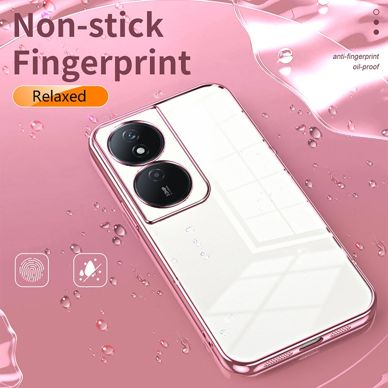 Honor Play 50 Plus Transparent Fine Hole Phone Case - Crystal Clear Vacuum Plating, Anti-Fingerprint, Shock-Absorbing TPU Frame