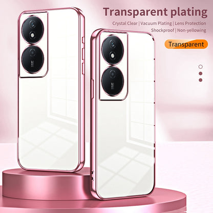 Honor Play 50 Plus Transparent Fine Hole Phone Case - Crystal Clear Vacuum Plating, Anti-Fingerprint, Shock-Absorbing TPU Frame