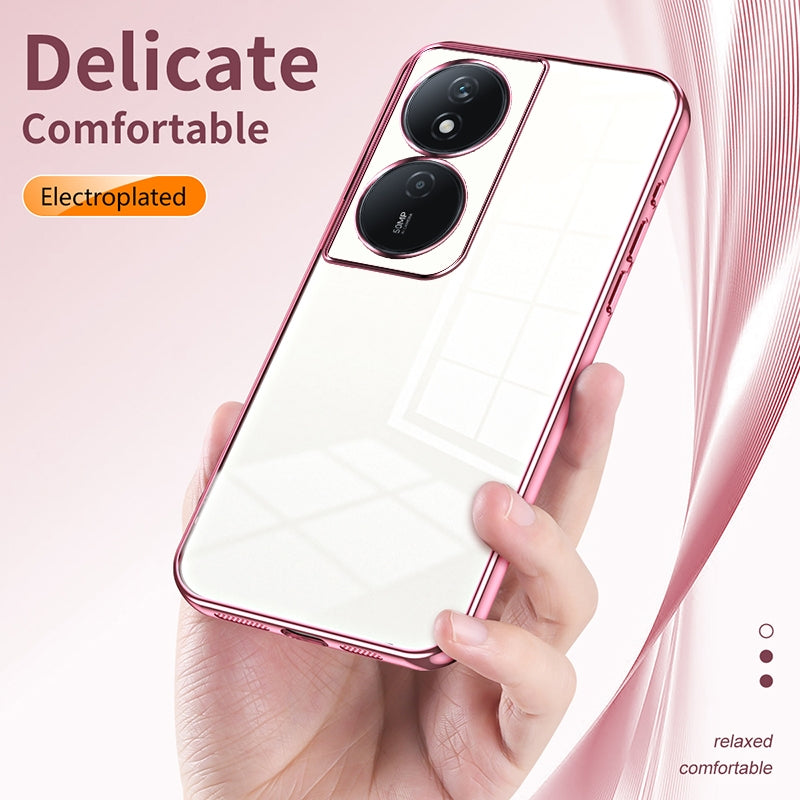 Honor Play 50 Plus Transparent Fine Hole Phone Case - Crystal Clear Vacuum Plating, Anti-Fingerprint, Shock-Absorbing TPU Frame