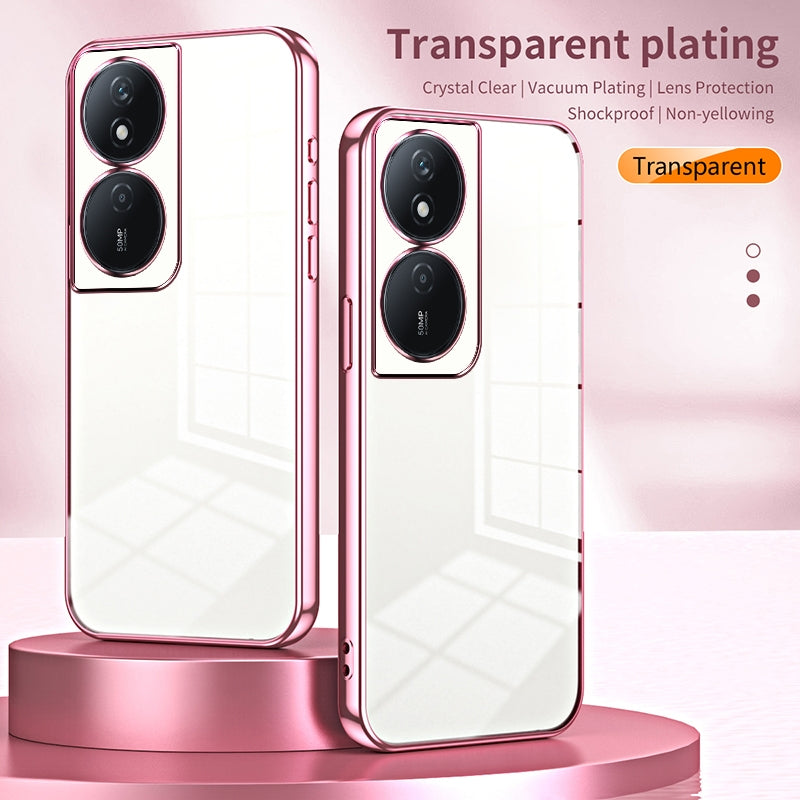 Honor Play 50 Plus Transparent Fine Hole Phone Case - Crystal Clear Vacuum Plating, Anti-Fingerprint, Shock-Absorbing TPU Frame