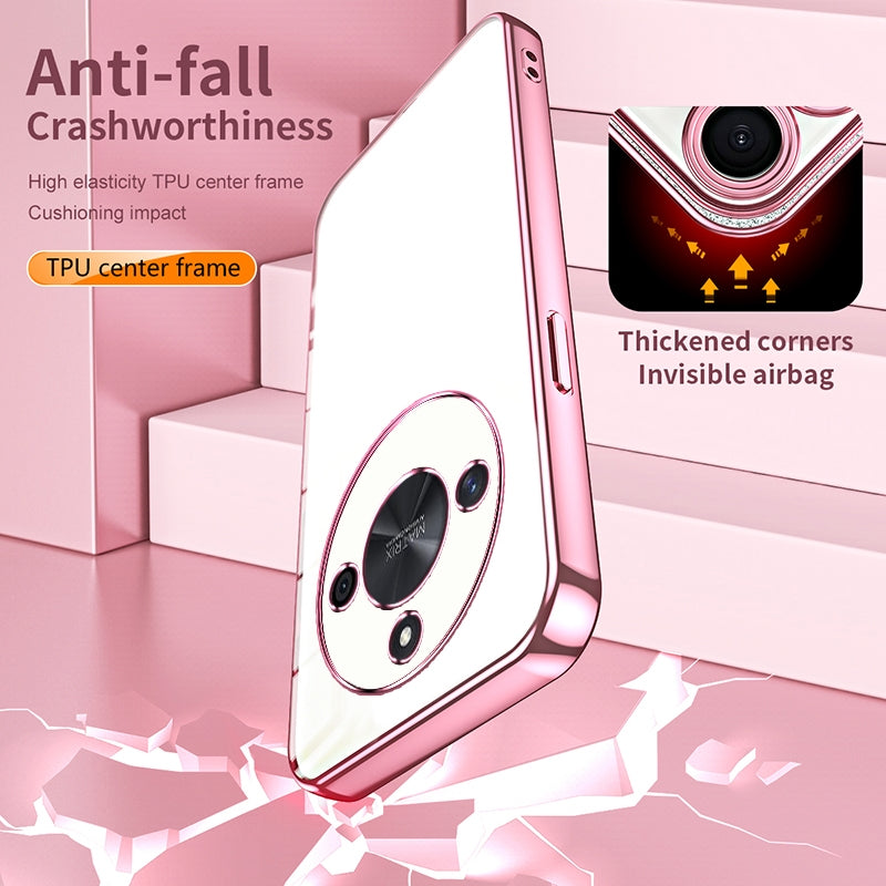 Honor X50 Transparent Fine Hole Phone Case - Crystal Clear Vacuum Plating, Anti-Fingerprint, Shock-Absorbing TPU Frame